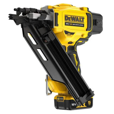DeWALT DCN930P2-QW - Chiodatrice per chiodi con testa a D, 18V. Motore BRUSHLESS 2 velocità. Caricatore in linea con angolo 30-34° - 2 x XR 18V 5Ah DeWALT