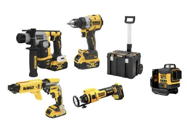 DeWALT DCK5008P2D2T-IT - Kit 5 Utensili Cartongesso 18V: DCD805 + DCH172 + DCF620 + DCE555 + Laser + 4 Batt. 18V DeWALT