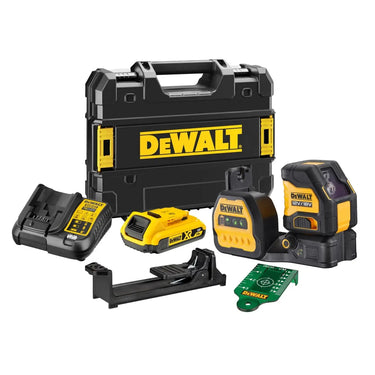 DeWALT DCE088D1G18-QW - Tracciatore laser con raggio verde XR 12V e XR 18V - 2 linee a croce 90° DeWALT