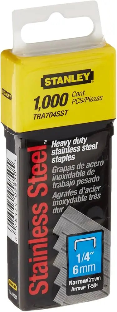 TRA704SST-0 - HEAVY DUTY STAINLESS STEEL STAPLES 6MM/1 STANLEY