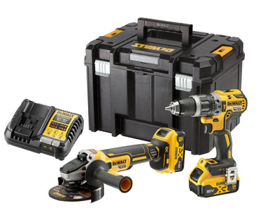 DeWALT DCK2080P2T-QW Kit Avvitatore a Percussione + Smerigliatrice 18V XR 5Ah con Valigetta TSTAK DeWALT