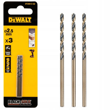 DeWALT DT20513-QZ - Punte Black & Gold - foratura legno, metallo, plastica -2.5 x 57 x 30 mm DeWALT