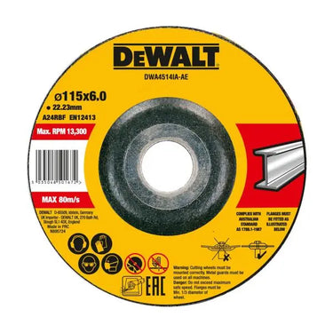 DeWALT DWA4514IA-AE - DISCO HIGH PERFORMANCE SBAVO METALLO - DEPRESSO - 115mm 6mm - Confezione da 25 pezzi DeWALT