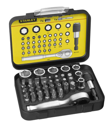 STANLEY 1-13-906 - SET 39PZ INSERTI+CRICCHETTO+PORTAINSERTI STANLEY