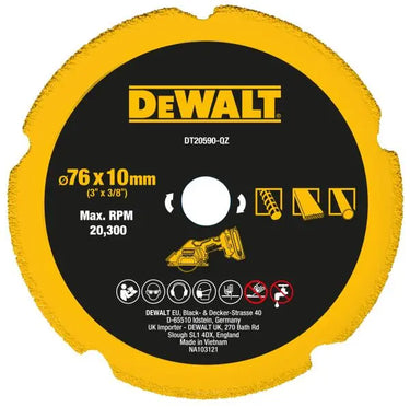 DeWALT DT20590-QZ - Disco per taglio Cartongesso, Fibrocemento, PVC / plastica, Fibra di vetro, Metallo 76 x 10 x 1.6 mm DeWALT