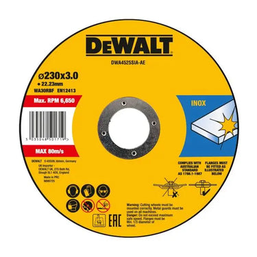 DeWALT DWA4525SIA-AE - DISCO HIGH PERFORMANCE TAGLIO ACCIAIO INOX - PIATTO - 230mm 3mm - Confezione da 10 pezzi DeWALT