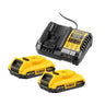 DeWALT DCB1104D2-QW - KIT 2 batterie XR 18V 2Ah + caricabatteria DeWALT