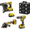 DeWALT DCK353P4T-IT - KIT 3 elettroutensili XR 18V Tassellatore SDS-Plus 24mm DCH273 + Trapano con percussione 2 Velocità DCD796 + Smerigliatrice 125mm DCG405 - 4 x 5Ah DeWALT