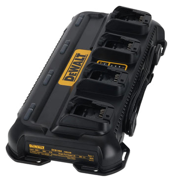 DeWALT DCB1404-QW - Caricabatterie rapido 4 ingressi. Per batterie da 12V, 18V e 54V. Corrente di ricarica 4A. DeWALT