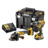DeWALT DCK2080P2T-QW - KIT composto da DCD796 Trapano 2 vel+ DCG405 Smerigliatrice 125mm + 2 x XR 18V 5Ah DeWALT