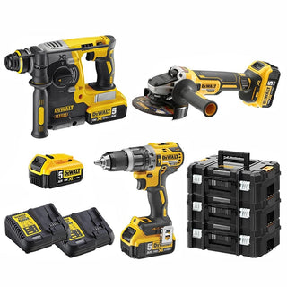 DeWALT DCK353P4T-IT - TASSELLATORE + TRAPANO + SMERIGLIATRICE 18V 4 BATTERIE 18V