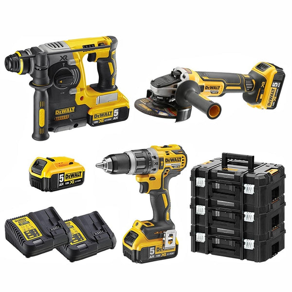 DeWALT DCK353P4T-IT - TASSELLATORE + TRAPANO + SMERIGLIATRICE 18V 4 BATTERIE 18V